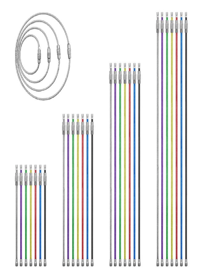 DXMWWTP 28 pcs Metal Wire Keychains, 2mm Coated Wire Key Rings Loops, 4" 6" 7.8" 10" Stainless Steel Connecter Cable Keyrings for Hiking Luggage ID Tags,Key Tags,Keyrings, Kitchen Utensils -7 Colors - Image 1
